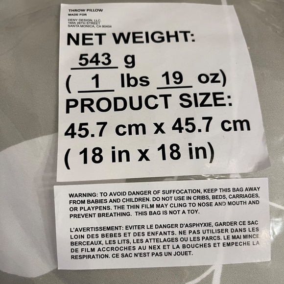 NWT Sage Green and Cream 18X18 Pillow in bag, Zippered, FabFitFun - Picture 4 of 6